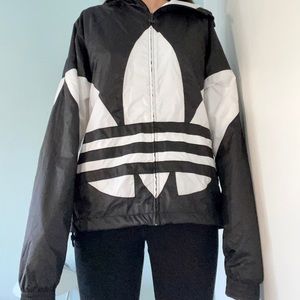 adidas Originals Big Trefoil NWT Black & White Windbreaker Jacket